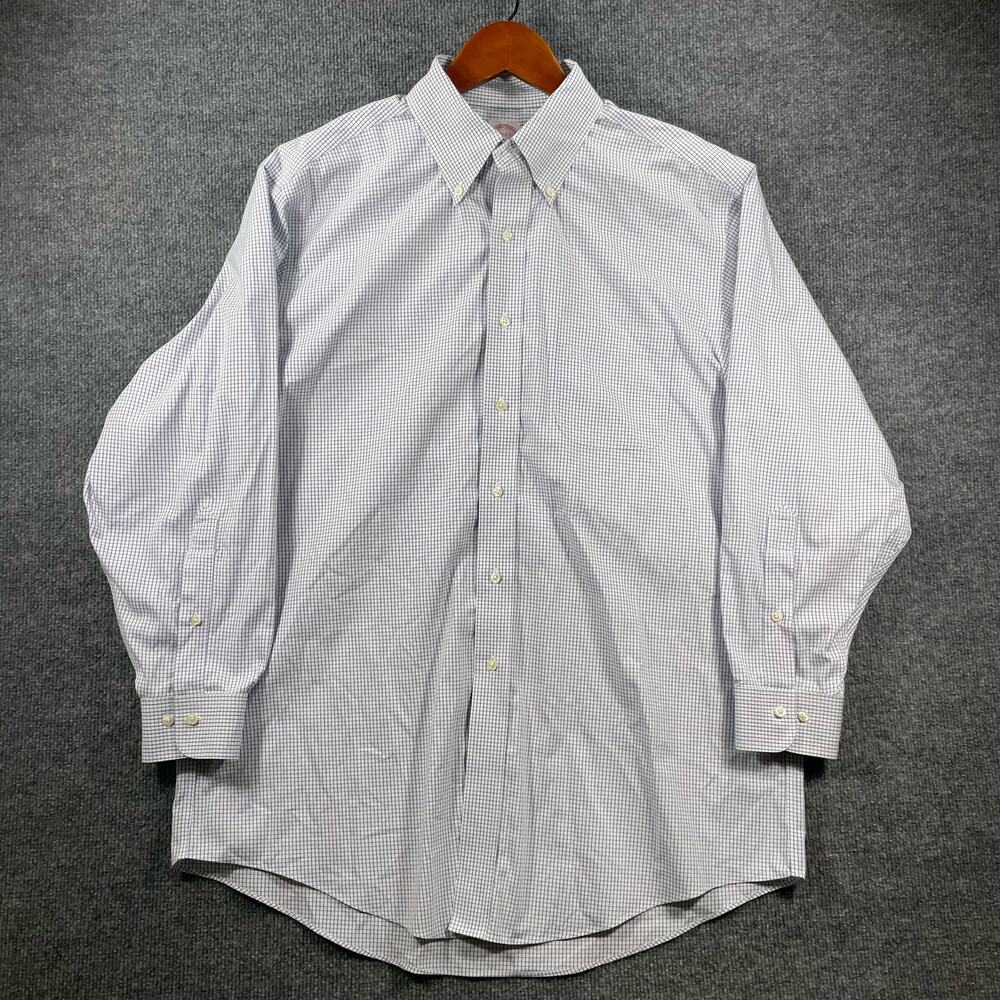 Brooks Brothers 346 Dress Shirt Men's 16 1/2 Blue Check Formal Business